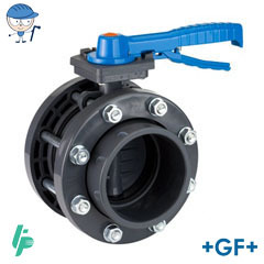Lever-operated butterfly valve PVC-U With free flanges kit