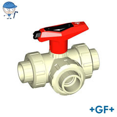 3-Way ball valve type 543 With lockable handle L port PP-H