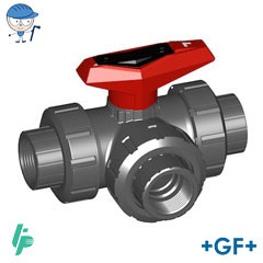 3-Way ball valve type 543 PVC-U Horizontal/L-port Rp